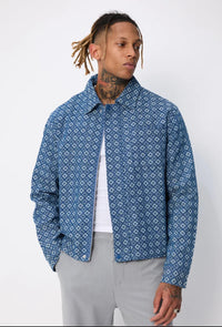 Veste légère à motif géométrique bleu