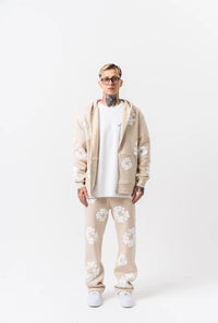 Ensemble Survêtement Beige à Motifs