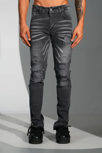 Jean délavé destroy avec zips
