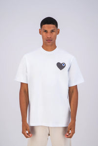 Tee shirt blanc - coeur anthracite