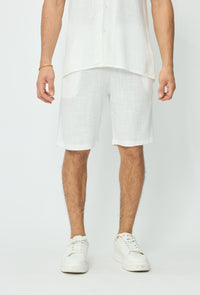 Short effet lin blanc