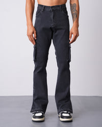 Jeans flare noir -  3 bouton à poche