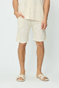 Short effet lin beige