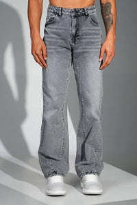 Jean gris délavé coupe ample